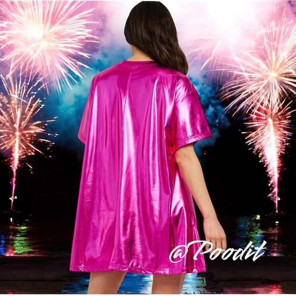 FANTASTIC FAWN metallic fuchsia star dress M L - Picture 6 of 11